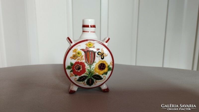 Mini Zsolnay porcelain water bottle from the 1920s, hand painted