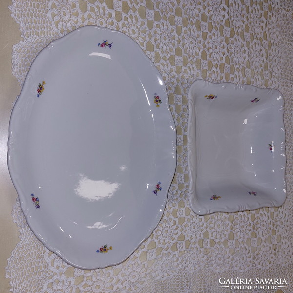 Zsolnay kisvirágos, porcelán asztalközép, kínáló tálak