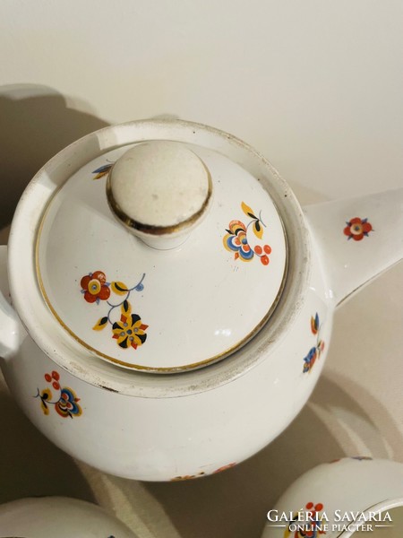 Retro Gránit porcelán teáskanna, cukortaró és tejkiöntő