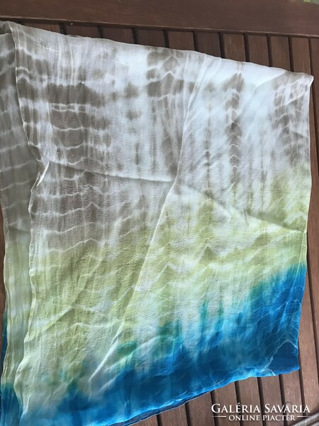 Hand-dyed, batik silk fabric in large size, 200 x 100 cm