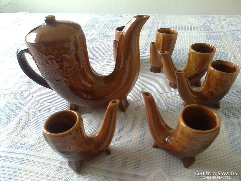 Ceramic brandy set in the shape of a pipe