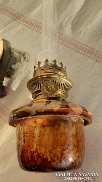 Josef steidl znaim large painted earthenware antique table kerosene lamp