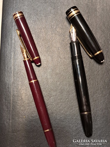 Original Montblanc pens with gold nibs. Two fountain pens + handmade montblanc case