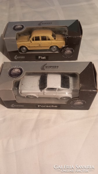 2db retro autómodell ( Fiat , Porsche ) , eredeti dobozukban