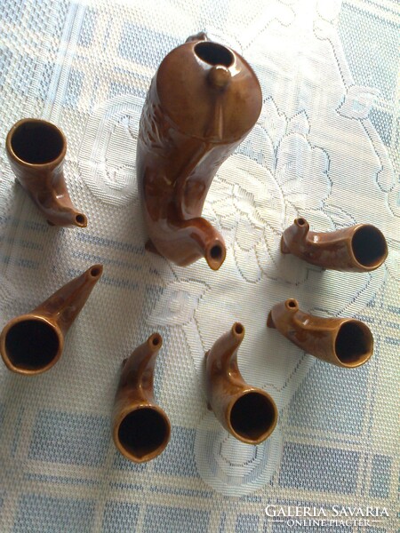 Ceramic brandy set in the shape of a pipe