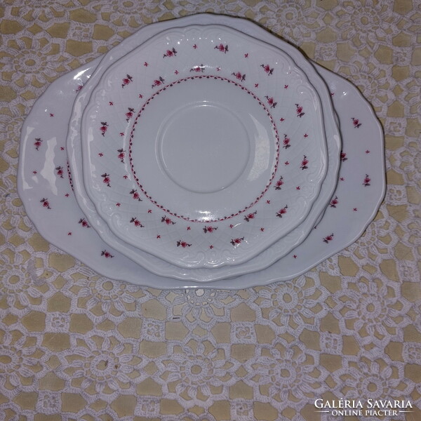 Bavaria porcelain cake serving bowl and plates with small flowers, for addition