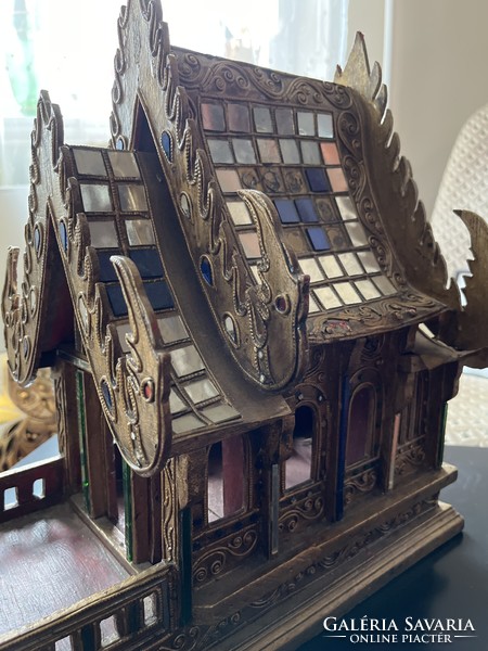 Thai spirit house, house for guardian spirits. Made of wood, in the condition shown in the pictures.