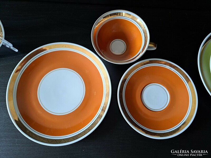 GDR German porcelain teacups with cake plate