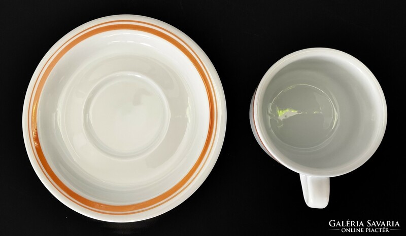 Alföldi showcase double yellow striped coffee cup and bottom uniset mocha