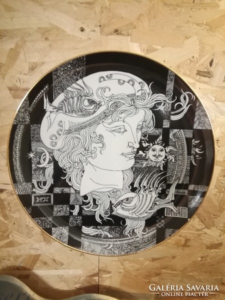 Hollóházi Szász tányér,falidísz 31 cm Adria