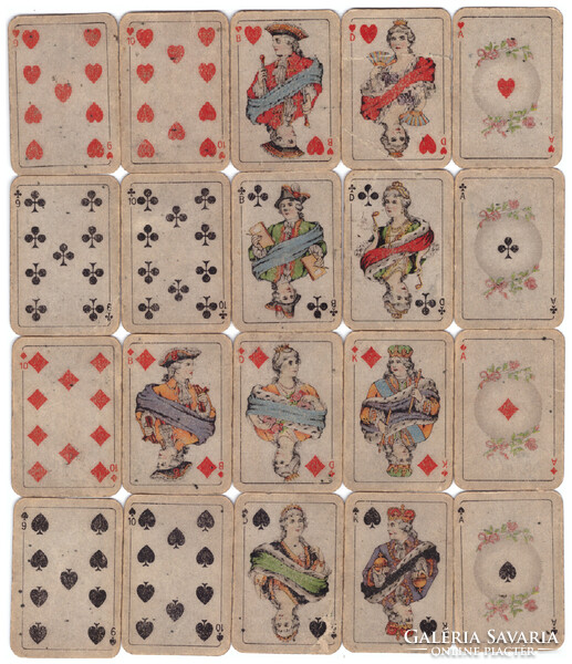 293. Pasziánsz kártya Bedo kártyakép Ariston 20 lap 1950 körül 38 X 55 mm