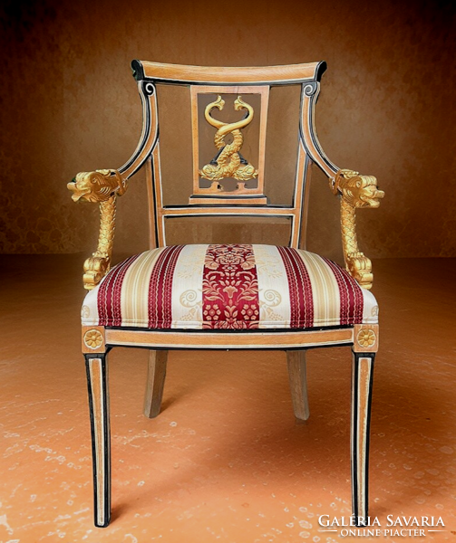 Galimberti lino carved gilt neoclassical luxury armchair