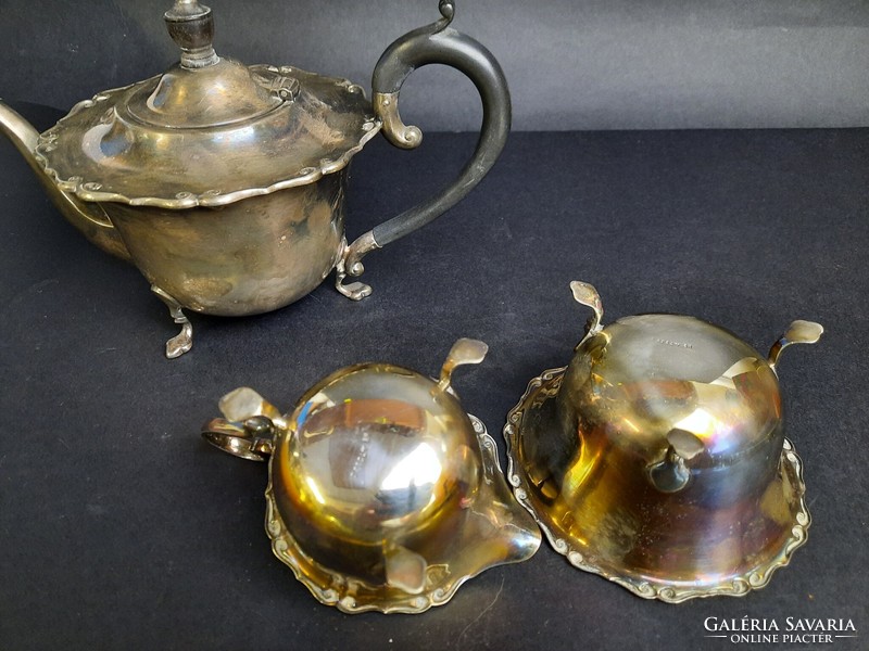 Antique 3 piece English silver plated metal tea set