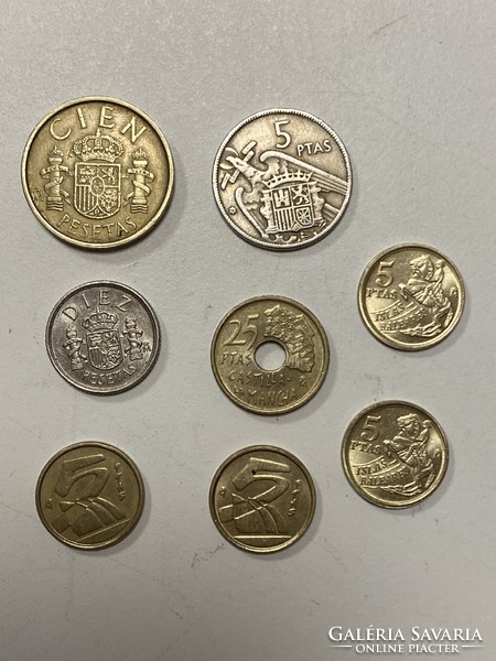 8 coins Spanish peseta pesetas 1957-1997