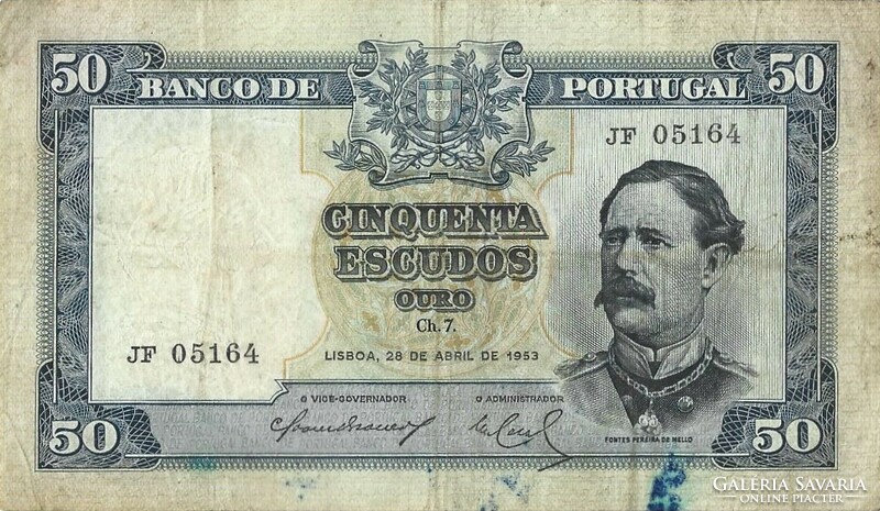 50 escudo escudos 1953 Portugália Ritka