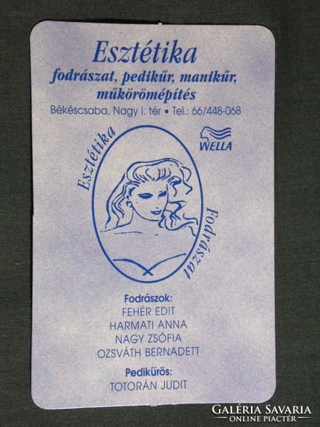 Kártyanaptár, Esztétika fodrász üzlet, Békéscsaba, grafikai rajzos, 2002, (6)