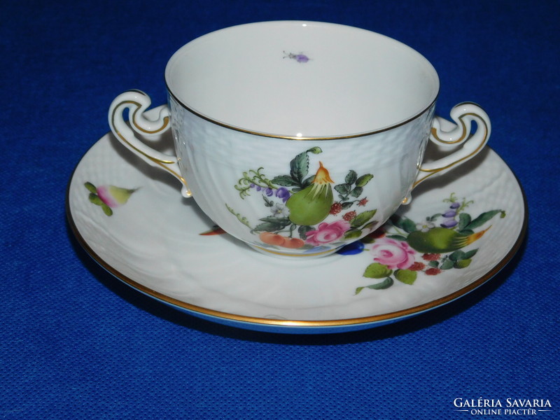 Herend fruit pattern soup cup + base