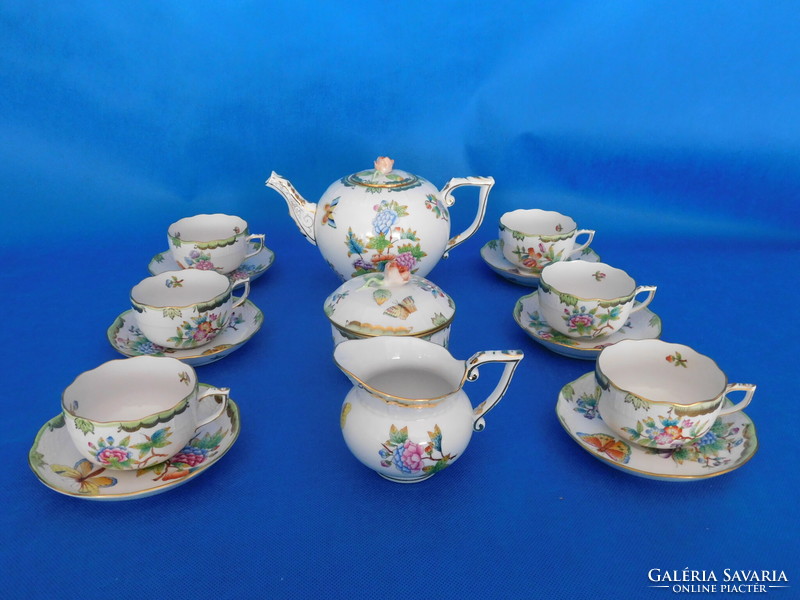 6-piece tea set with Herend Victoria pattern