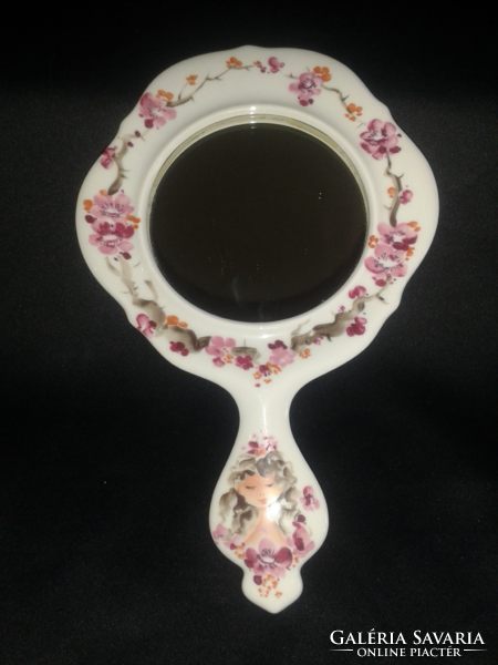 Vintage wallendorf porcelain hand mirror