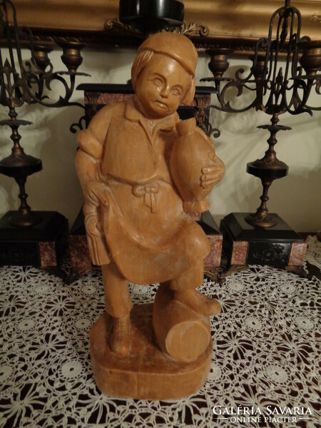 Vintage carved wooden statue cheap! Wine cellar