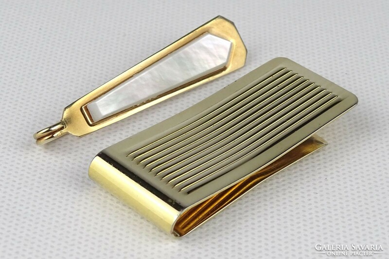 1Q440 elegant gold colored cufflinks pair + tie pin + money clip