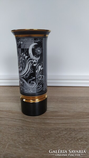 Hollóháza porcelain vase, designed by Saxon Endre