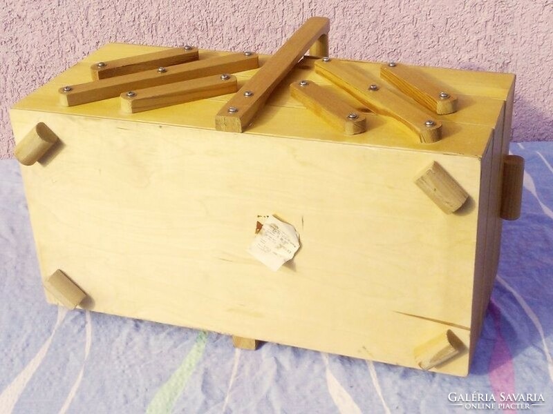 Retro treasure chest. Covered multi-compartment portable sewing machine, bead maker