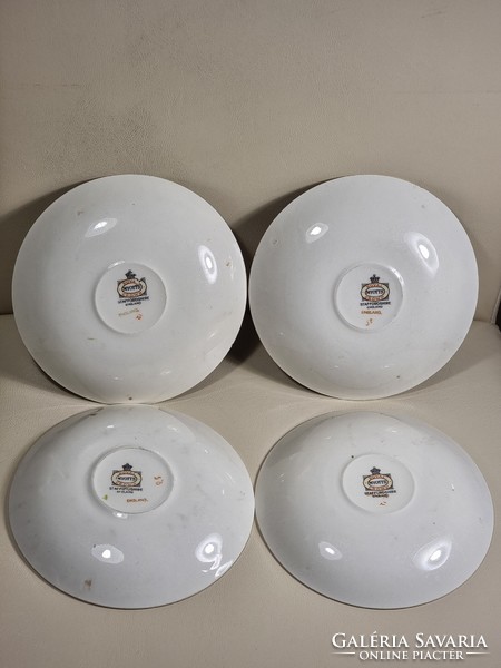 4 Pcs porcelain base royal myotts crown staffordshire england green chelsea bird plate