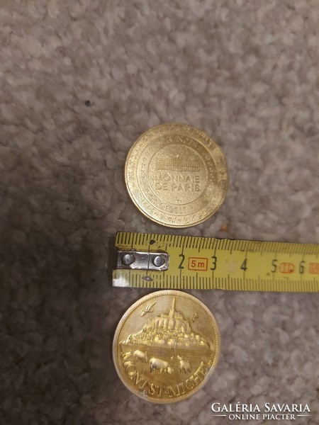 2 gold-plated French coins