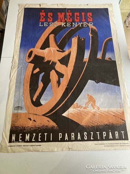György Konecsni: and yet there will be bread - national peasant party political, propaganda poster, 98x68 cm