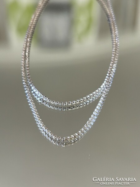 Antique silver necklace, Venetian cube (60 cm long)