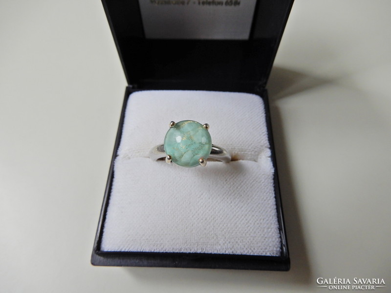 Old Italian ti sento silver ring with faceted Murano glass decoration