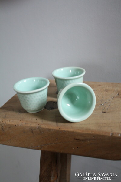 Small brandy/sake glasses 3 pcs in mint color - in good condition