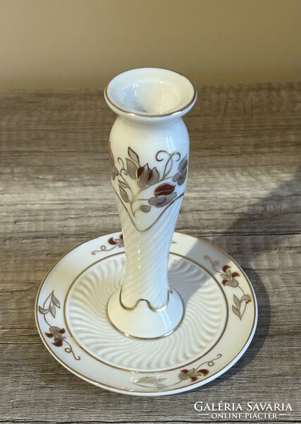 Zsolnay porcelán virágmintás gyertyatartó