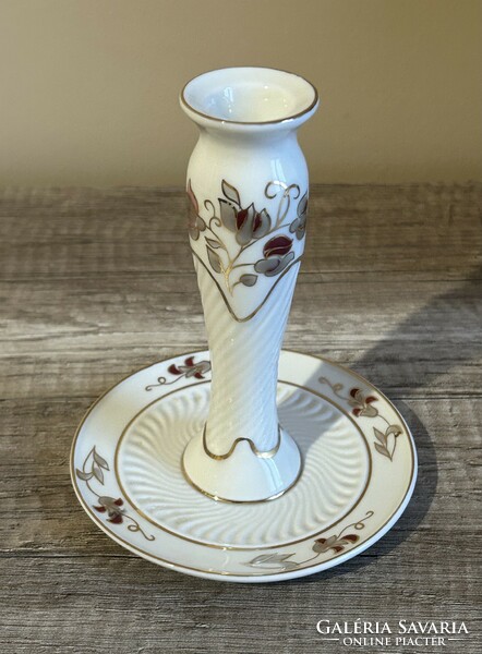 Zsolnay porcelán virágmintás gyertyatartó