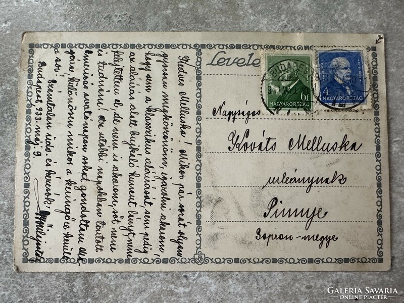 Postcard from Hortobágy, 1933, signed by Pinny