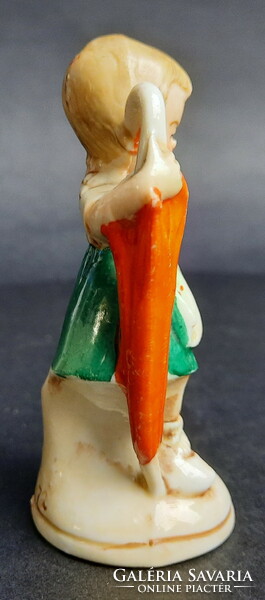 Kislány ernyővel antik Foreign német porcelán figura / nipp /413/