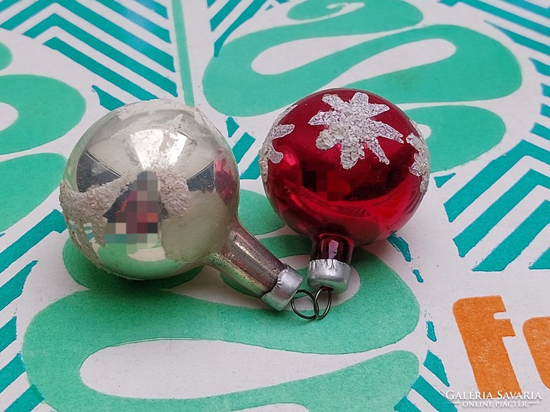 Old glass Christmas tree ornament sphere glass ornament 2 pcs