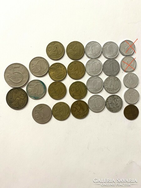 24 Czechoslovak coins, crowns and hellers 1967-1985