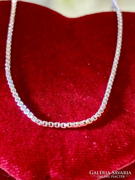 Antik ezüst nyaklánc, velencei kocka (60 cm hosszú)