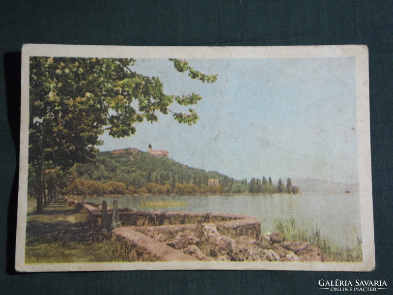 Detail of postcard, balaton, Tihany skyline