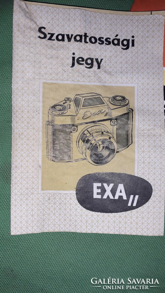 1964. EXA II. német fényképező kezelési utasítás garancia levél, blokk számla OFOTÉRT képek szerint
