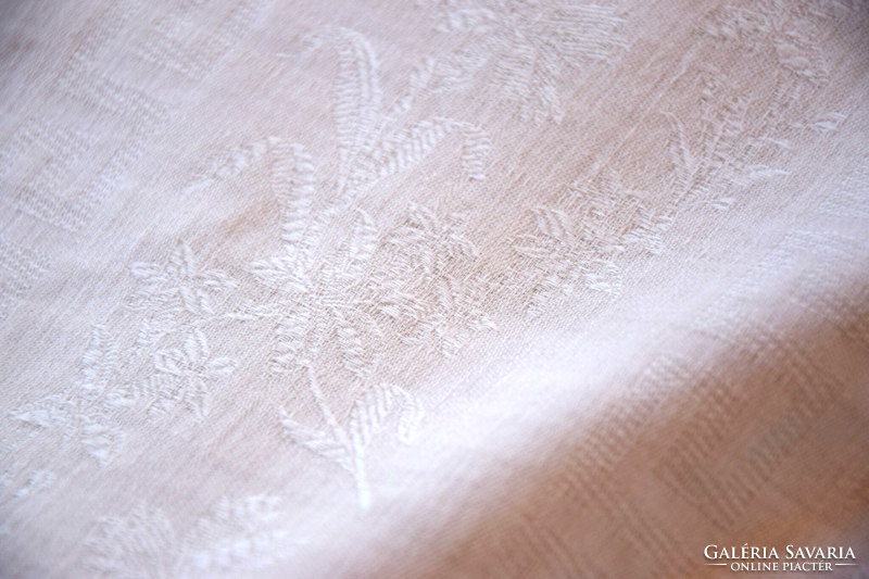 Antique old huge giga festive rare large damask tablecloth table cloth tablecloth lace insert 216 x 169