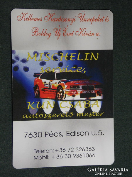 Card calendar, master car mechanic Csaba Kun, Pécs, bmw rally racing car, 2002, (6)