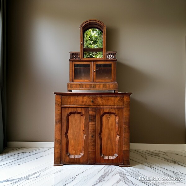 Special rare antique Biedermeier chest of drawers with superstructure