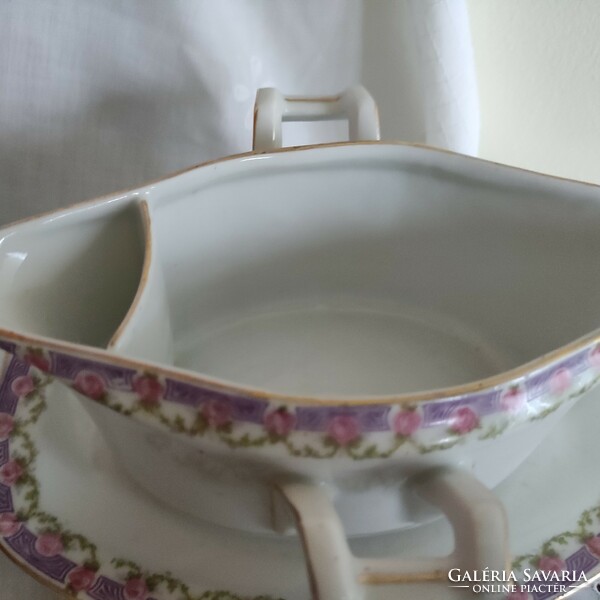 Large sauce bowl with a rose pattern