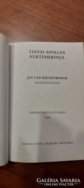 Apollo's nuktemeron of Tiana - book with explanations by jan van rijckenborgh