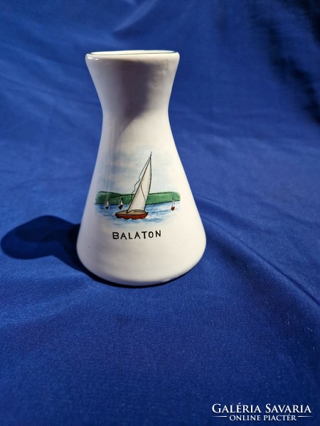 Retro ... Balaton souvenir sailing boat Bodrogkeresztúr ceramic vase