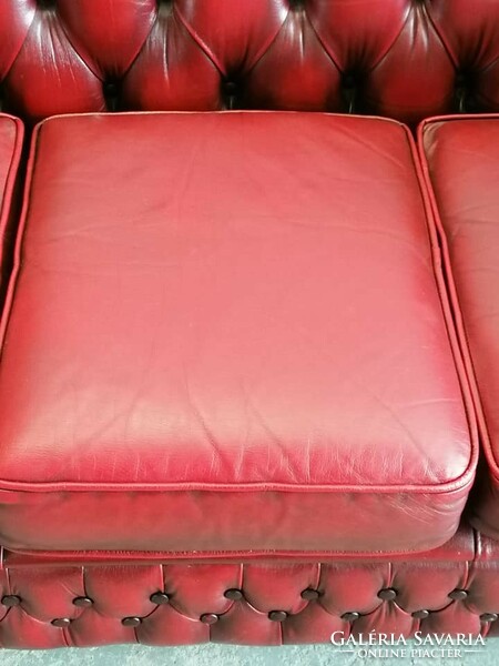 Chesterfield sofa with real cowhide upholstery