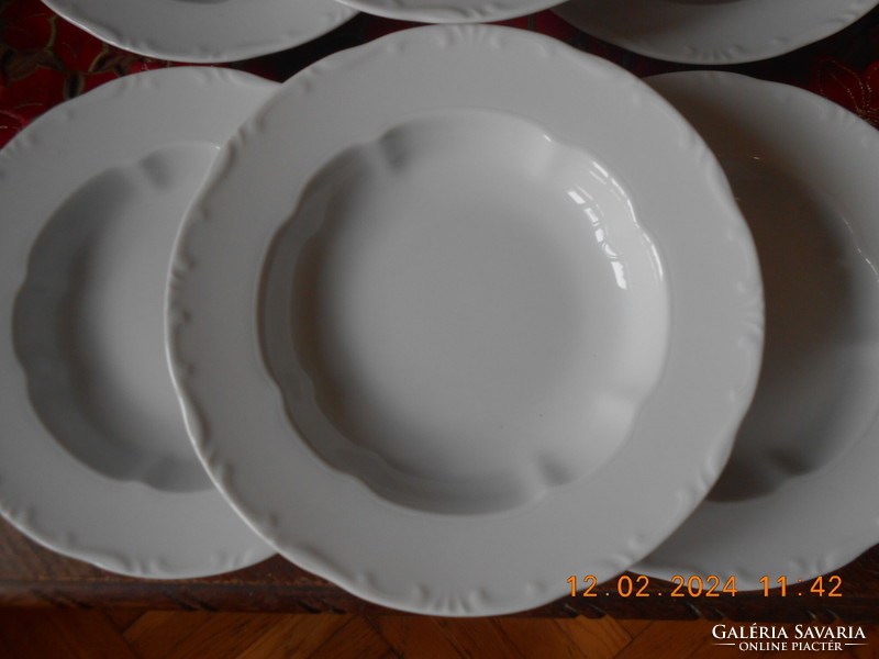 Zsolnay white deep plate, 6 pcs